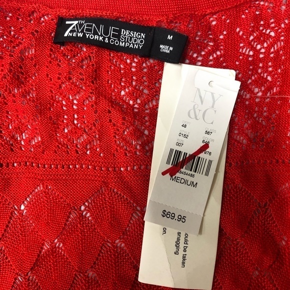 7th Avenue Design Studio New York & Company Women Red Cardigan M NWT - Picture 3 of 4